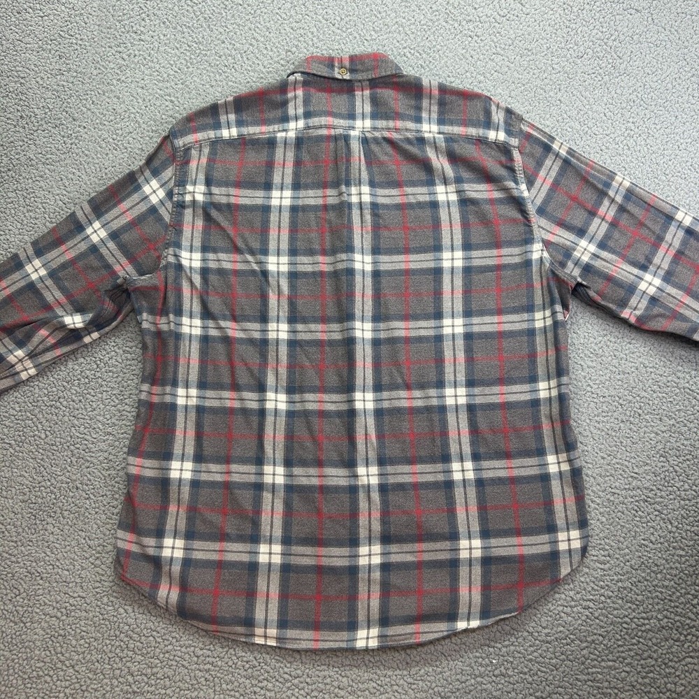 J CREW Mid-Weight Flannel Workshirt Gray Blue Red Plaid Mens Slim XL‎ - Picture 4 of 6